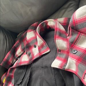 Sebby Red and Black Plaid Bomber Jacket